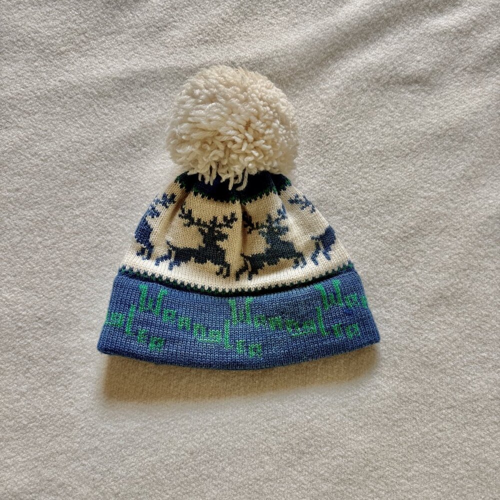 Wool pom pom ski hat